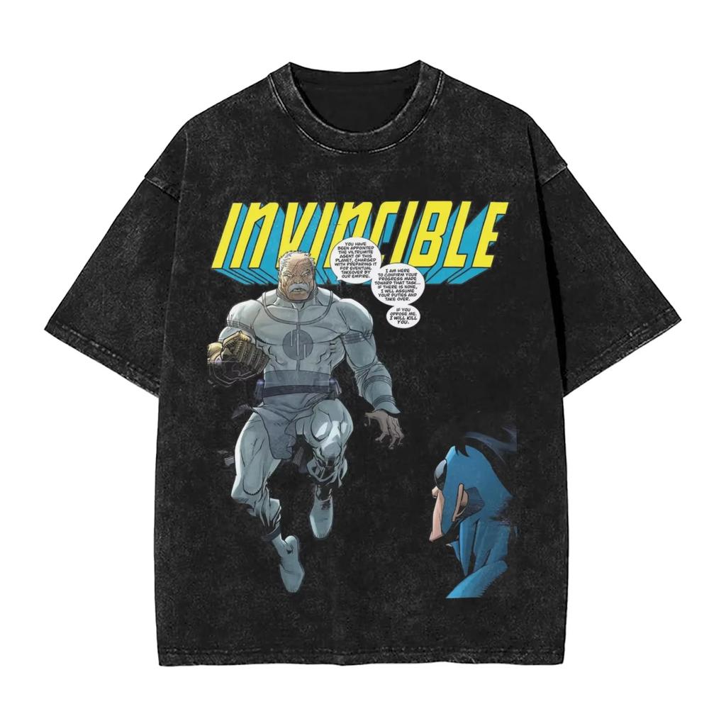 Battle Beast Invincible Comic Graphic T-shirt Vintage Washed Superhero Otaku Merch Unisex Oversized Cotton Short Sleeve Tee Tops