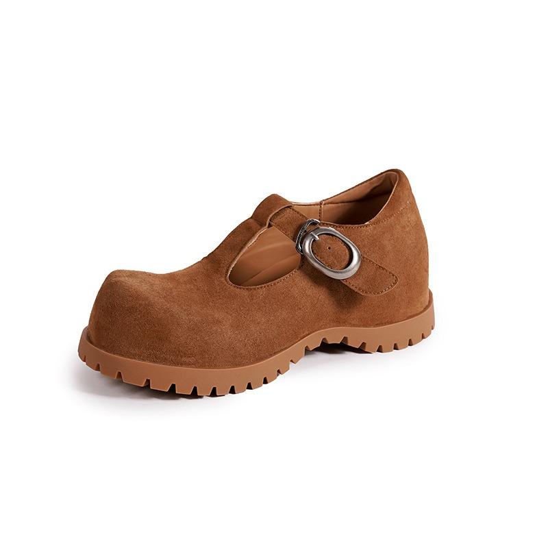 New retro shallow mouth casual wear leather Mary Jane shoes women's versatile comfortable soft sole one-word buckle single shoes