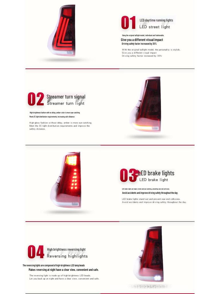 LED Sequential Turn Signal Taillights for 10-20 Toyota Prado