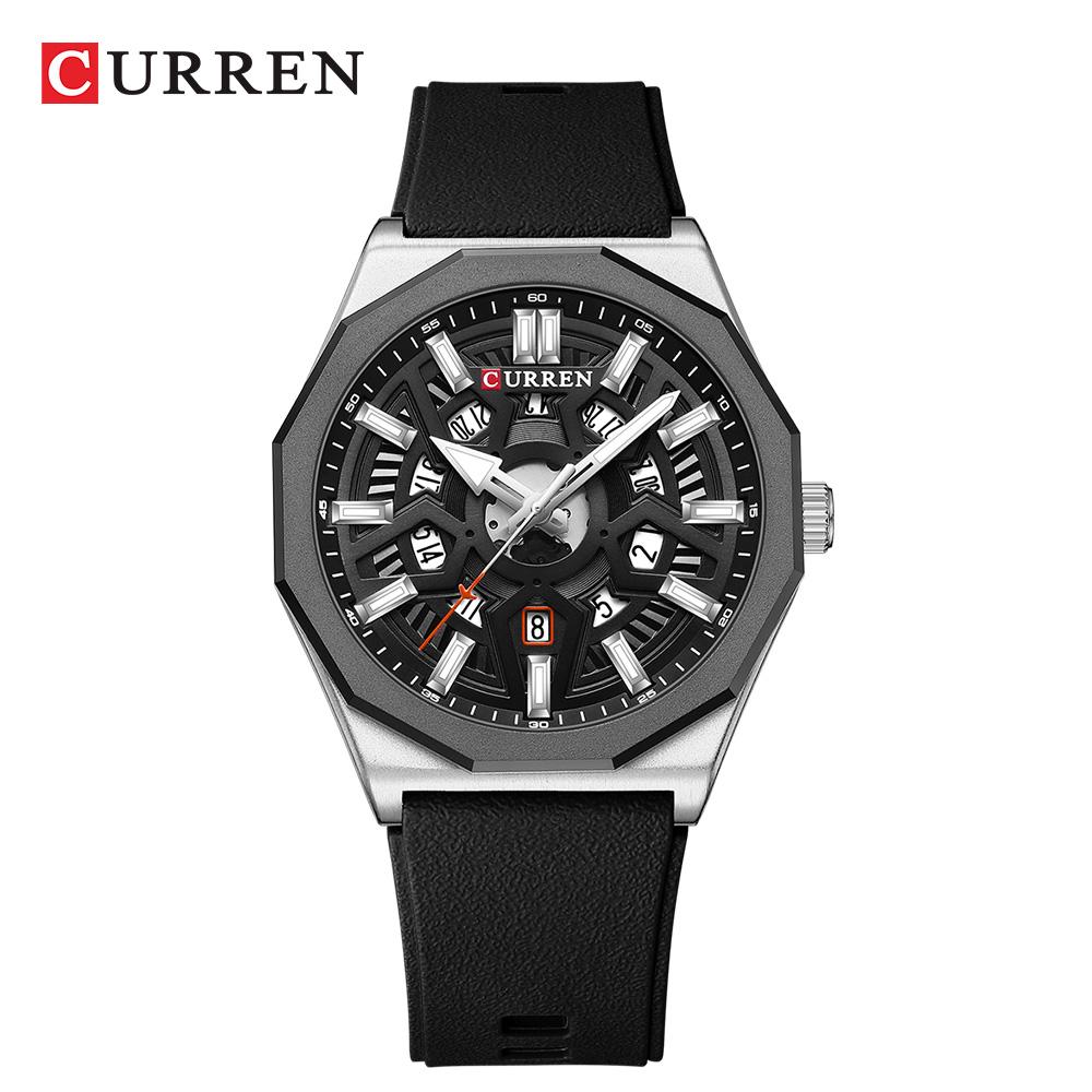 CURREN Mens Watches New Blue Leather Waterproof Luminous Quartz Wrist Watches Luxury Bracelet Men Calendar Watch Relojes Hombre
