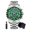 POEDAGAR 1 pz Orologio Sportivo da Uomo, Cronografo Impermeabile, Orologio al Quarzo di Lusso in Acciaio Inossidabile Luminoso con Scatola Regalo