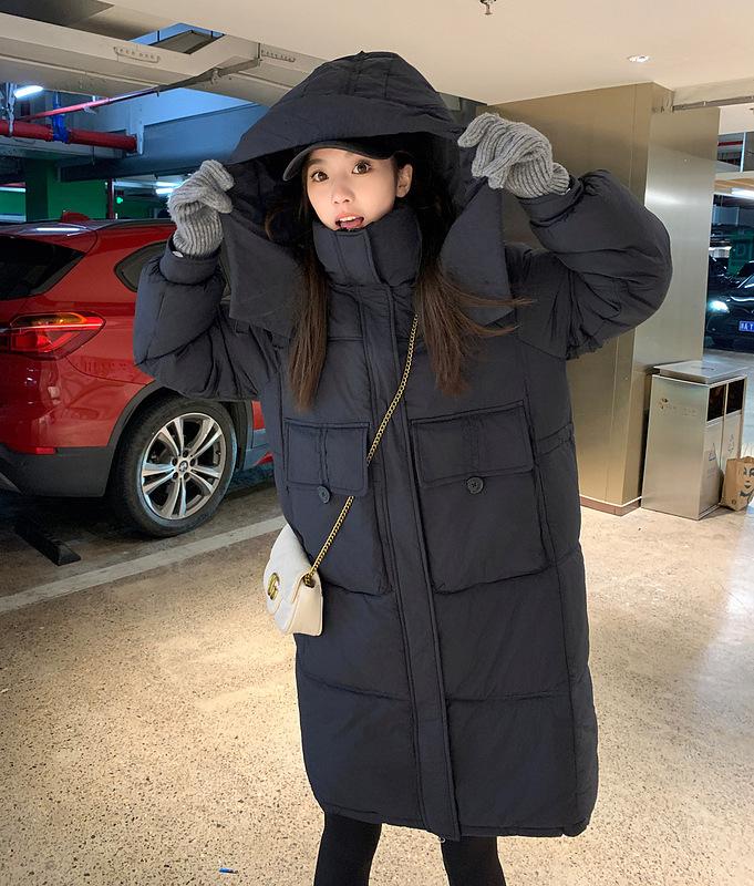 

В 2023 году новая зимняя толстая теплая куртка с длинным повседневным свободным пуховым пальто с капюшоном. XXL чёрный