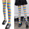 Rainbow Multicolor Striped Print Over the Knee Stockings for Women Carnivals Parties Anime Thigh High Long Socks Hosiery