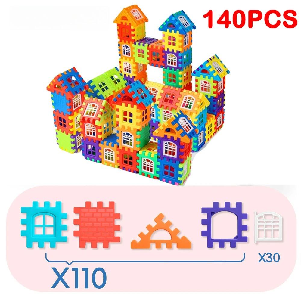 25/140Pcs Building Houses Set DIY Simulation Building Block Window Design Colored Children Creative Puzzle Toys Birthday Gift