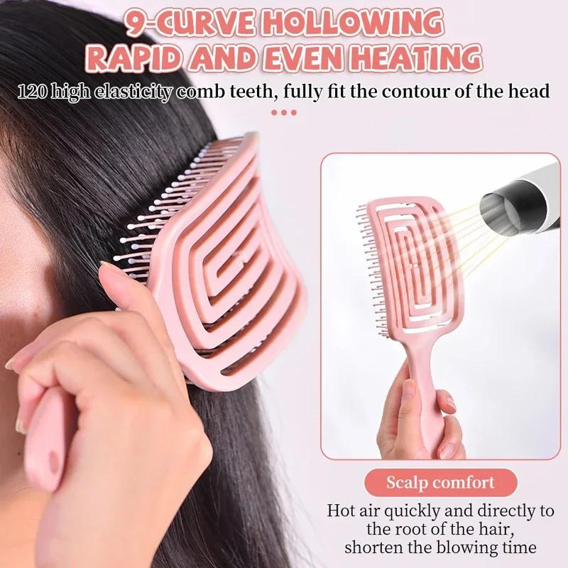 Quadratische Hohle Haarmassagebürste Haarbürsten Antistatisch Nass Trocken Locken Entwirrbürste Nylon Speziell für Echthaar Perücken