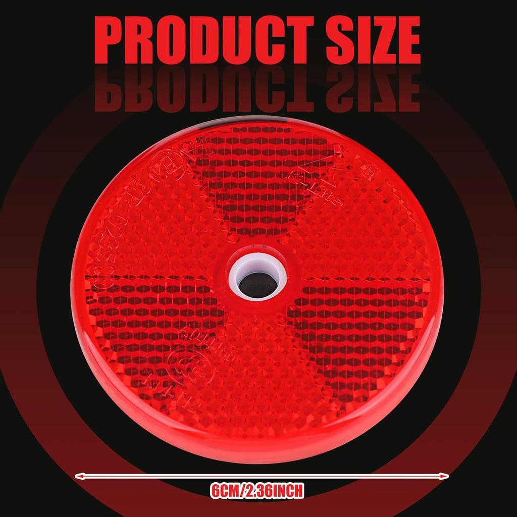 Kingdder 48 Pcs Front Reflector Round Reflector For Driveway Fence Gate Posts Trailers Safety Reflectors With Center Mounting Holes Automobiles Boats