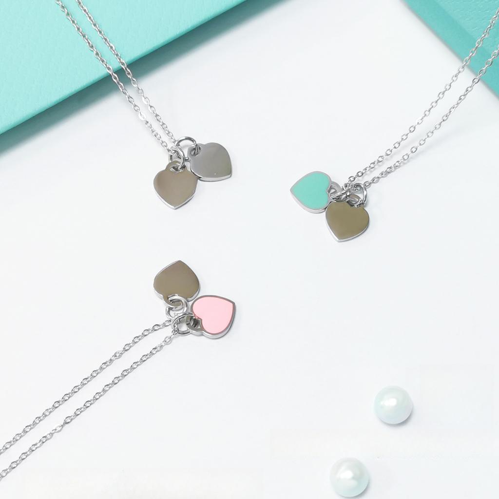 Necklace Double Heart Clavicle Chain Fashionable and Versatile Love Necklace