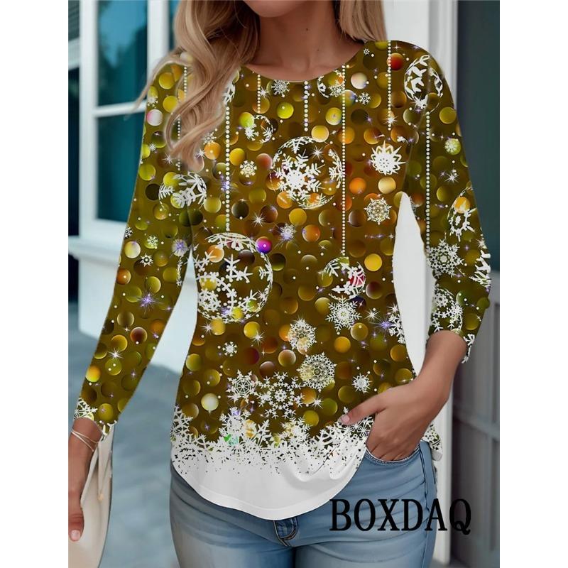 Mode Festival Kleidung Damen T-Shirts Herbst Winter Langarm Weihnachts-Stil 3D Druck Street Hip Hop Damen Top