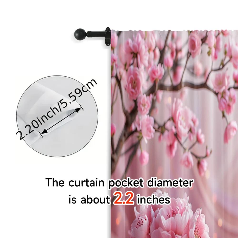 Set Of 2 Creative Curtains Romantic Pink Floral Polyester Without Rod Decorations Clearance Ldeal Living Room Bedroom Curtain Perfect For Area