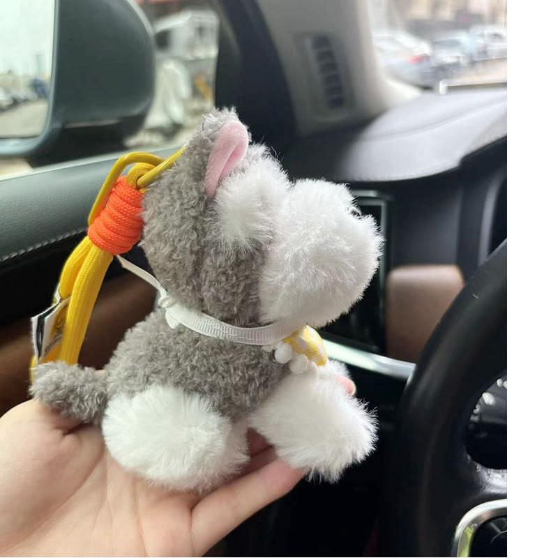 Cute Schnauzer Plush Toy Adorable Dog Keychain Soft Backpack Hanging Charm