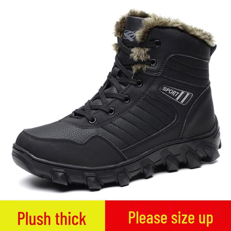 

Мужские водонепроницаемые итальянские зимние ботинки с высоким голенищем: Утолщенный бархат, Нескользящий, Уличный хлопок, Вариант больших размеров 42