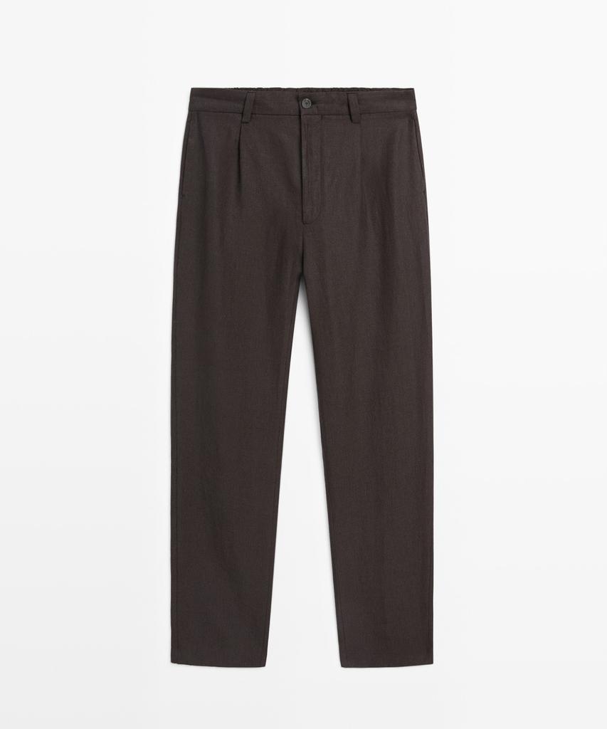 Masimodutti 100% Linen Houndstooth Pants