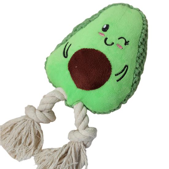 Eco-friendly Cotton Rope Wear-resistant Dog Molar Toy Plush Avocado Shape Pet Interactive Accessories