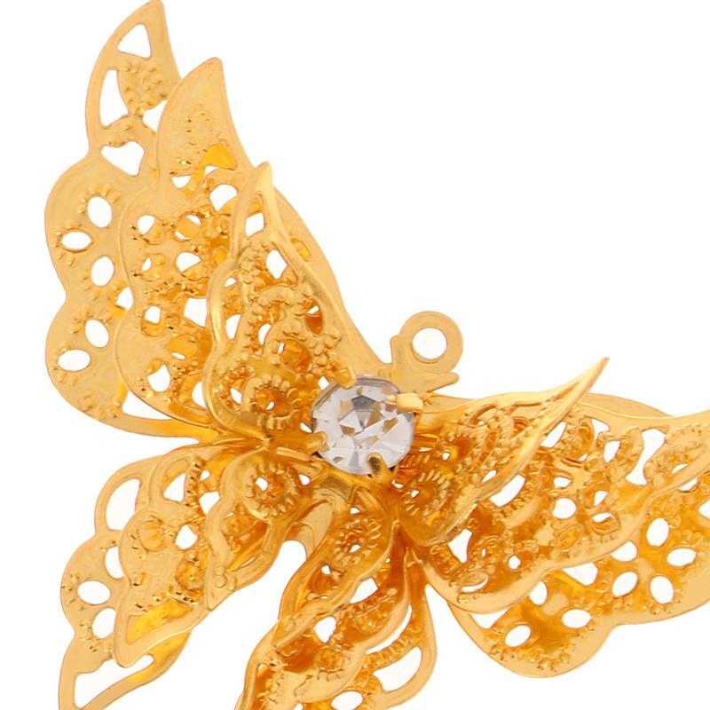 10Pcs 35X25Mm Gold Color/Silver/Bronze Metal  Butterfly Filigree Charm Diy Jewelry Making Accessories Supplies