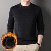 Fashion Business Plus Fleece Sweater Whisper England New Thicken Round Neck Men Thermal Knitted Solid Color Pullover Tops 2024