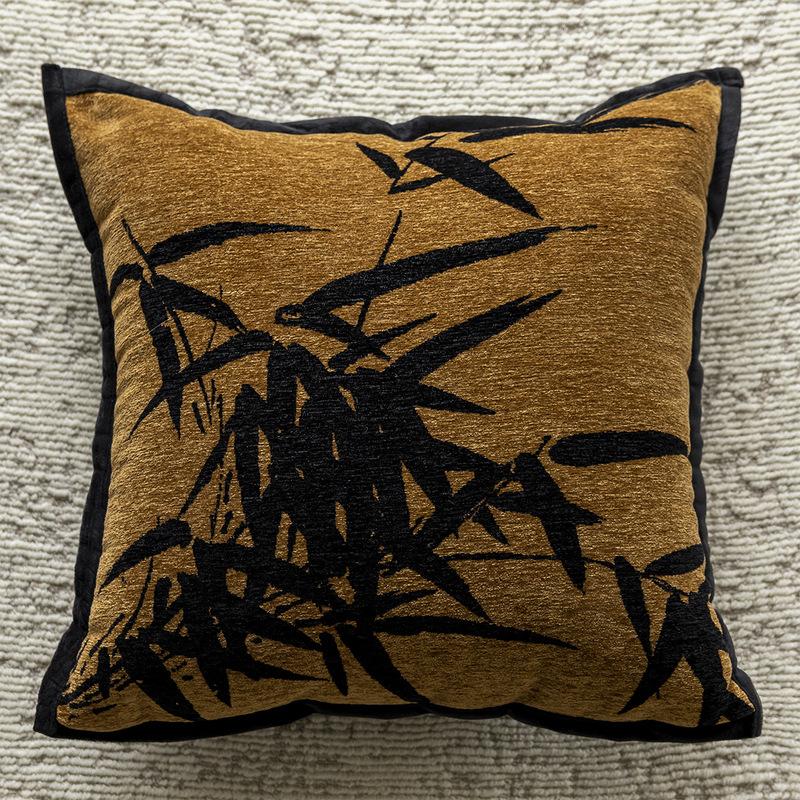 Classic Bamboo Luxury Chenille Jacquard Throw Pillowcase Decorative Cushion Cover 45x45cm Medieval Style Home Deco