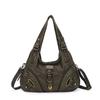Borsa a Spalla da Donna Grande Capacità con Tasche Multiple e Manico Superiore a Forma di Raviolo di Caffè Tote Satchel