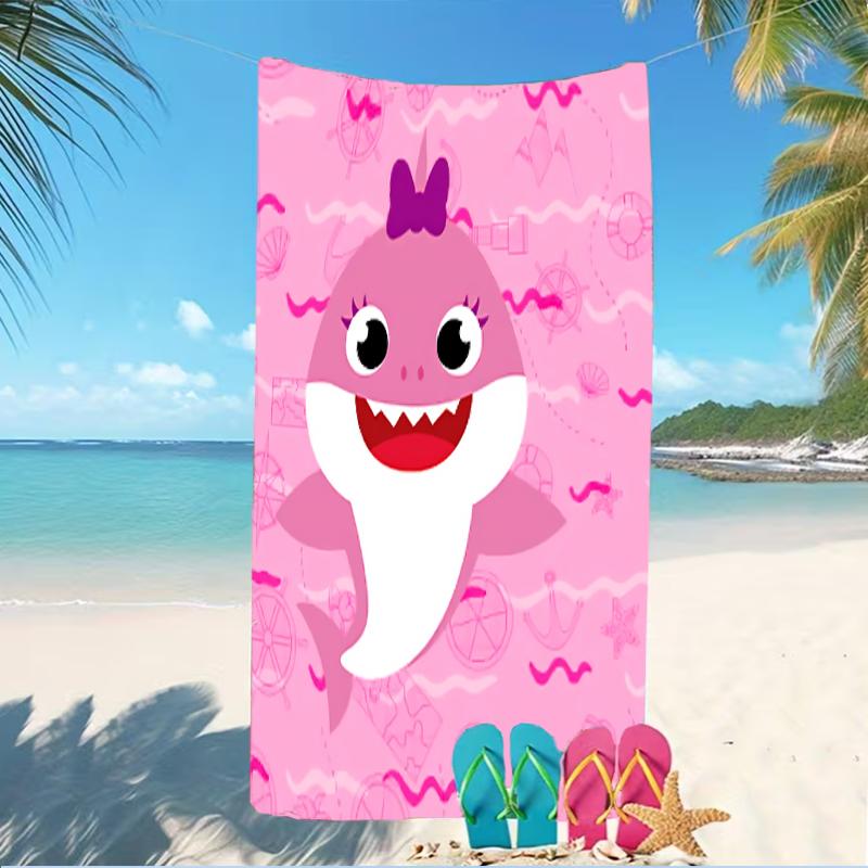 Beach Towel with B-Baby Shark Pattern - soft,absorbent,machine washable Lightweight&Modern,swimming,Travel Essentials