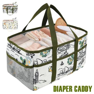 Baby Diaper Caddy Oxford Cloth Lightweight Nursery Storage Basket with Handles and Removable Dividers Newborn Diaper Organizer