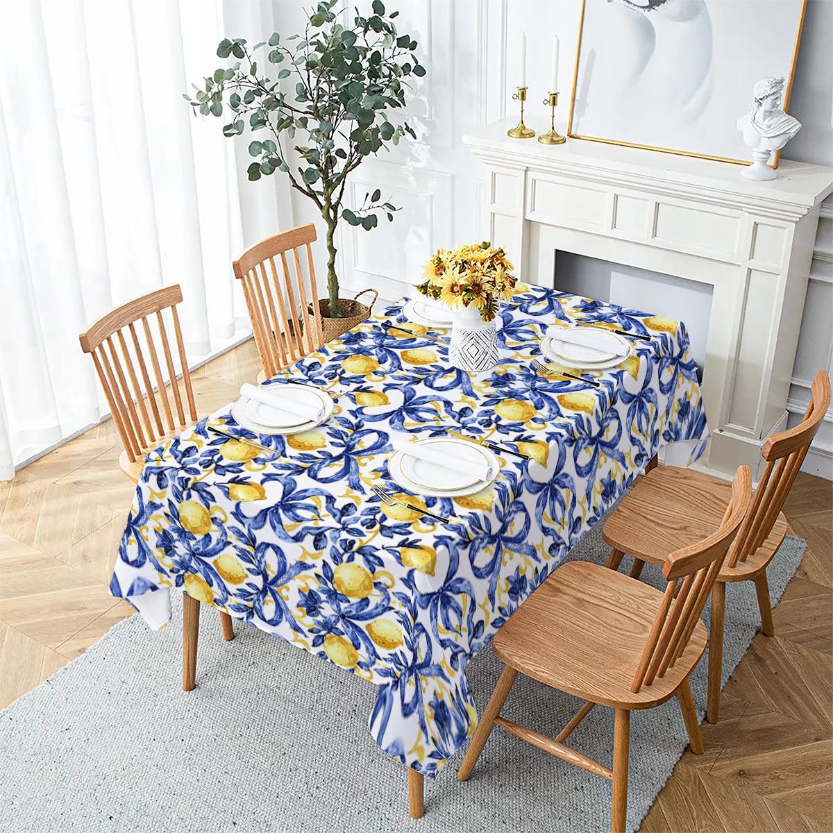 Citroen Aquarel Waterdicht Polyester Rechthoekig Tafelkleed voor Huis Keuken Woonkamer Bruiloft Feest Decor 70-70cm