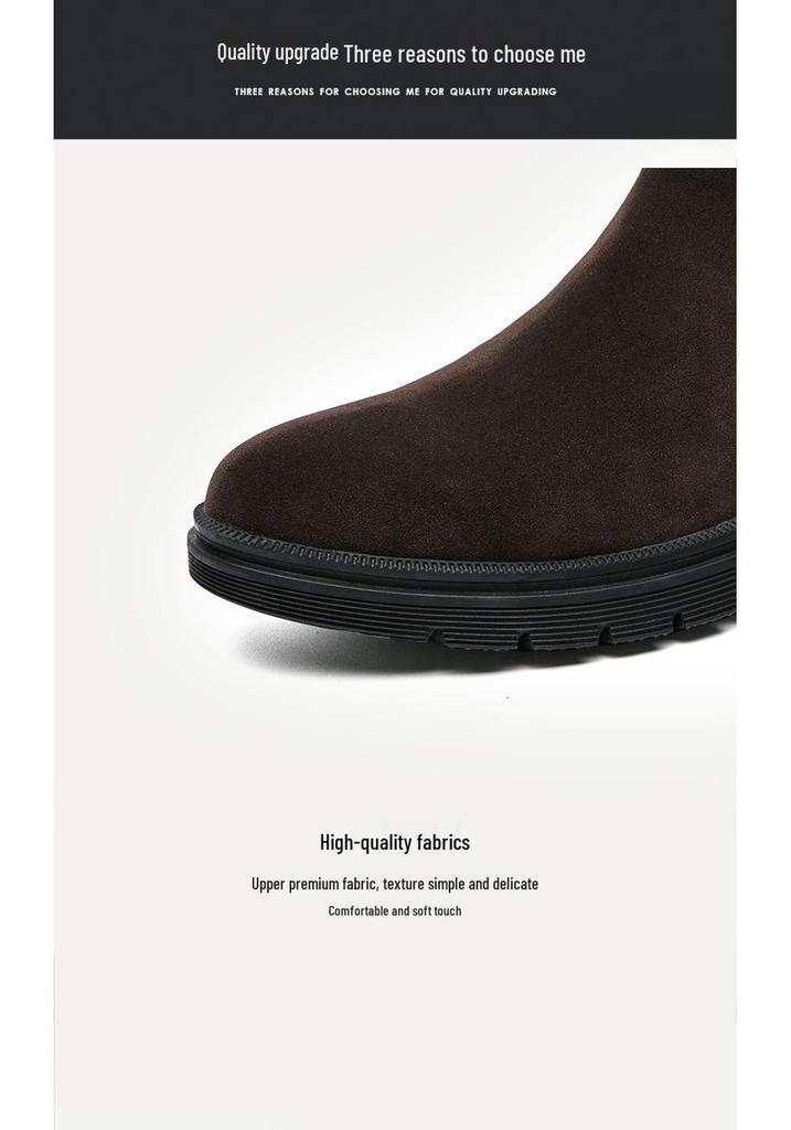 Men's Large Size High-Top Chelsea Boots - Matte Leather, Solid Color, Thick Sole, Autumn/Winter Trend