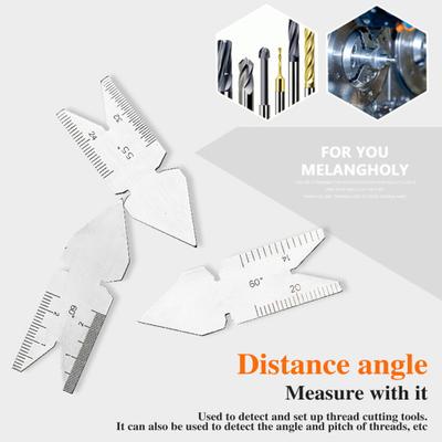 Stainless Steel Fishtail Center Gauge 55/60 Degree Screw Thread Pitch Lathe Cutting Gauge Metal America Metric Screw Measuring Tool