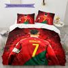 Cristiano Ronaldo Wzór Pościel Zestaw Kołdry Dekoracja Domu Prezent (1 * poszwa na kołdrę + 2 * poszewki na poduszki bez rdzenia)