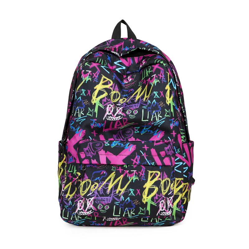 Backpack Men's Graffiti Backpack Senior High School Student Schoolbag