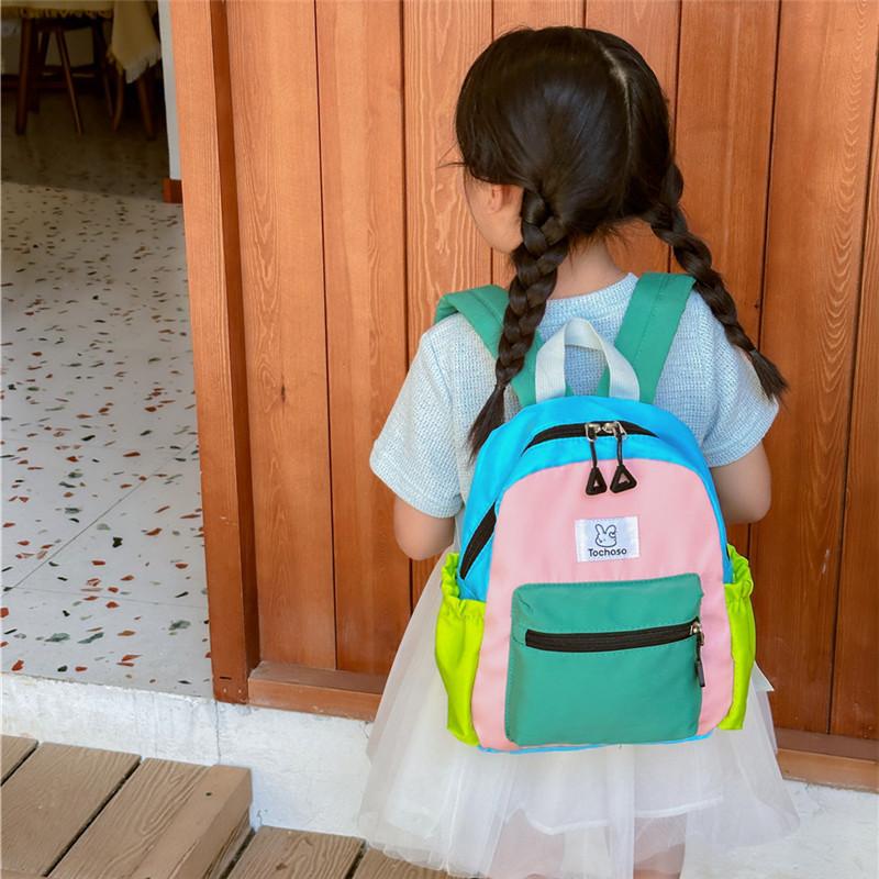 Toddler Girls Boys Fashion Backpack With Padded Shoulder Straps And Splice Pattern For School