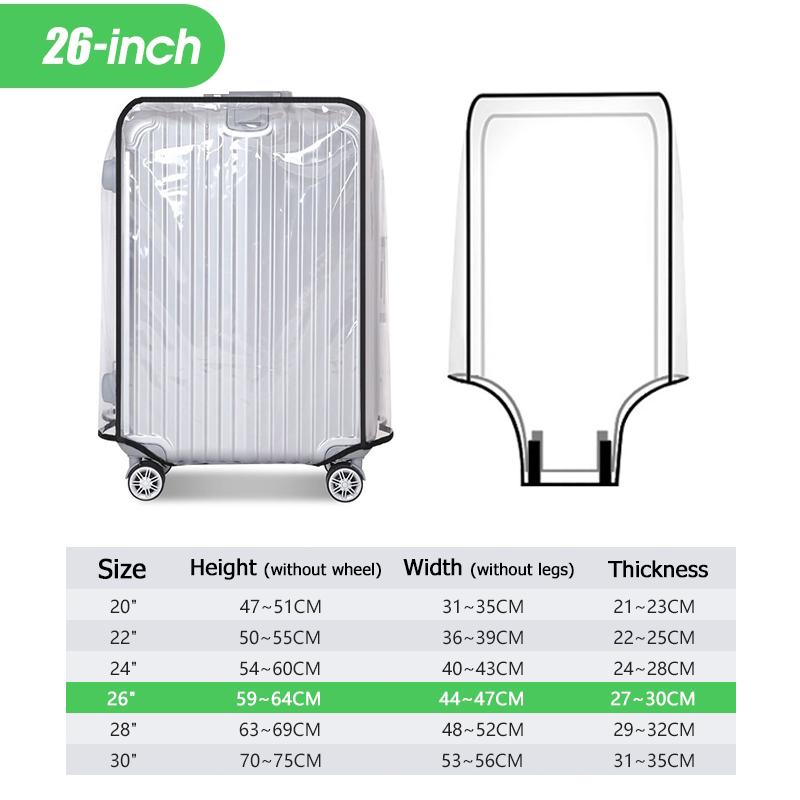 Travel Transparent Luggage Cover Waterproof And Dustproof Pvc Wear Resistant Fits 20-30 Inch Suitcases