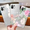 Capa transparente floral com flor de rosa rosa para Xiaomi Poco X3 NFC X3pro M3 F1 F3 para Mi 11 12 13 11x 12x Pro 11 10 Lite 11t 10t Pro