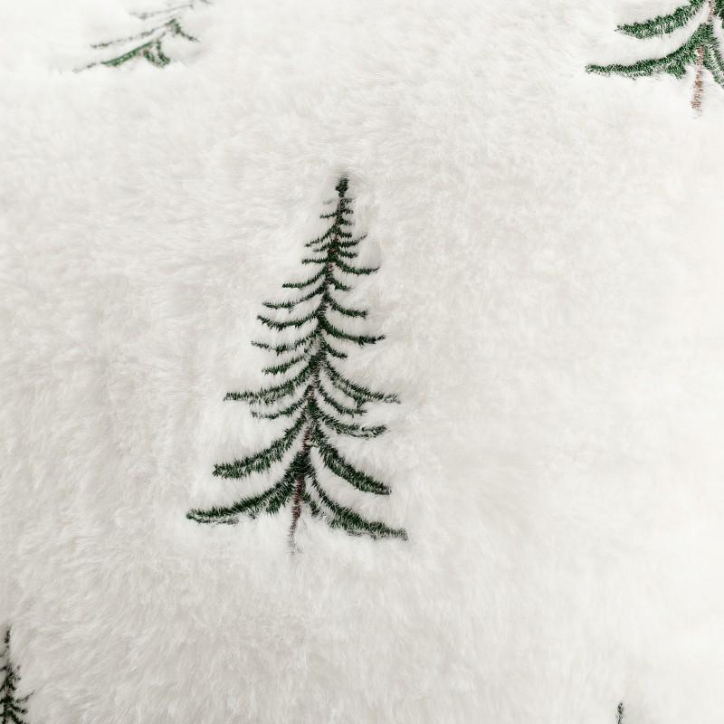 Plush Embroidered Christmas Tree Pillow Cover Winter Decorative Throw Cushion Case Living Room Sofa