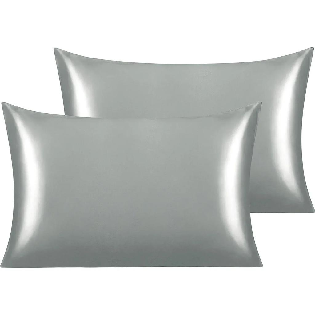 2 Pack Satin Pillowcase for Hair and Skin Super Soft and Cooling Similar To Silk Pillow Cases with Envelope Closure Home Textile
