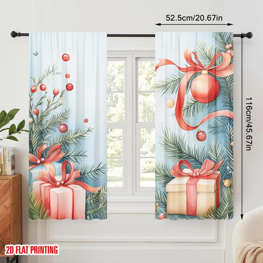 2pcs,2D plane printing Curtains&Window Treatment Christmas Tree Ornaments Gifts Ribbons (3) Versatile 100% Polyester (without