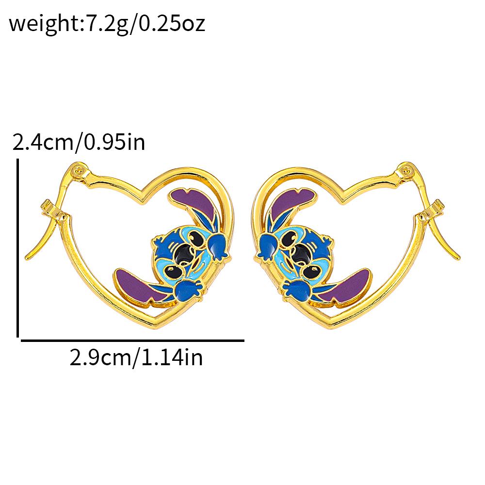 Cute Stitch Cartoon Pendant Necklace Jewelry Personality Sweater Chain with Filled Rhinestones for Women Gift