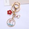 Cute Cartoon Rabbit Keychain Pendant with Floral Design