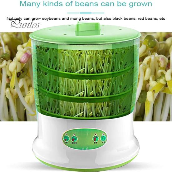 Auto Bean Sprouter 1 Set Sprout Machine Rapid Germination Automatic Soaking Water-Storage Germinating Short Cycle EU Plug Sprouting Bucket Home Supply