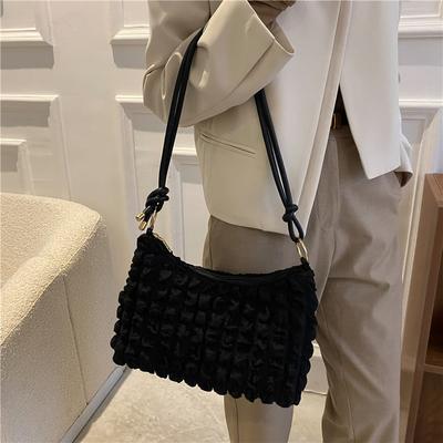 Solid Color Simple Underarm Bag Plush Soft Side Shoulder Bag Ladies Hand Bag Designer Bag