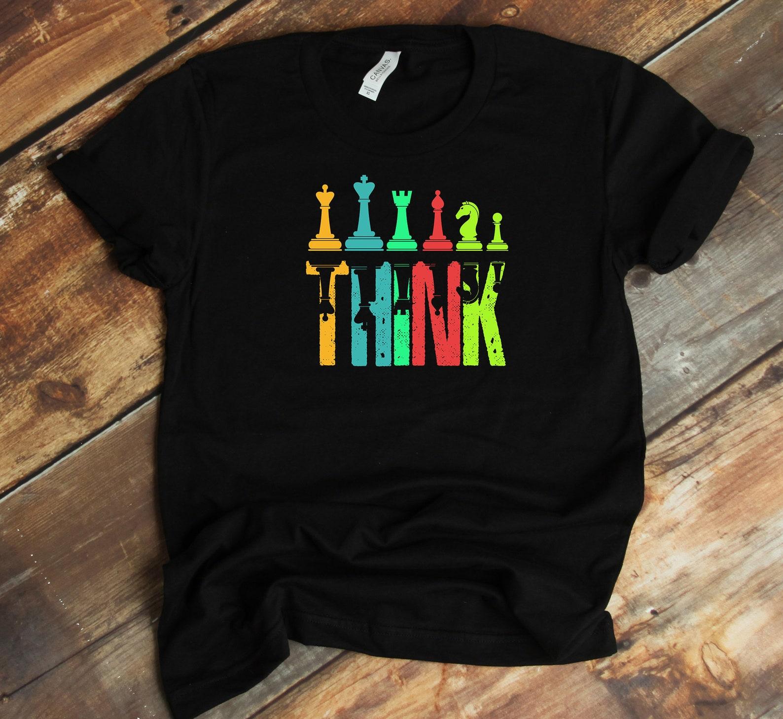 Chess Player T-Shirt - Think Chess Pieces Retro Player Coach Funny Chess Lover Shirt S