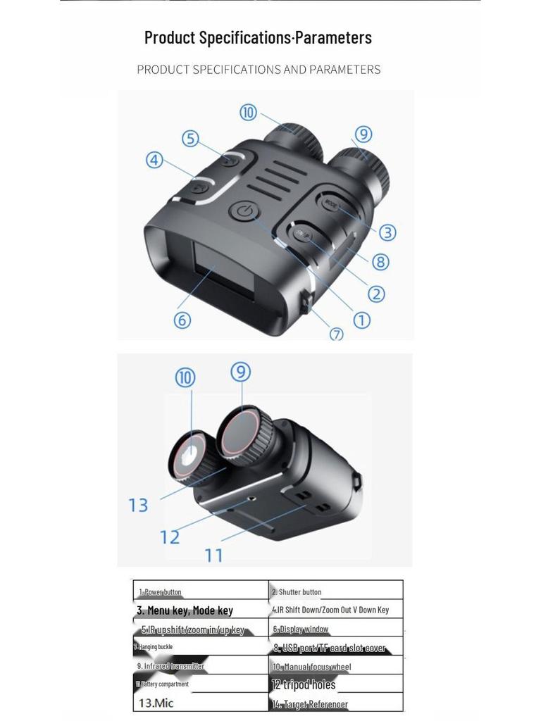 Ultra-Clear HD Infrared Binoculars for Day/Night Photo & Video Recording