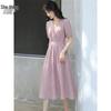 Women's Lyocell V-neck Short Sleeve A-line Midi Dress