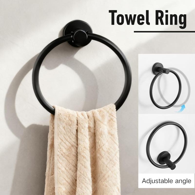 Black Stainless Steel Bathroom Towel Rack Wall Mounted Shelf Set Bath Towel Holder Hardware Accessory Kit for Shower Room