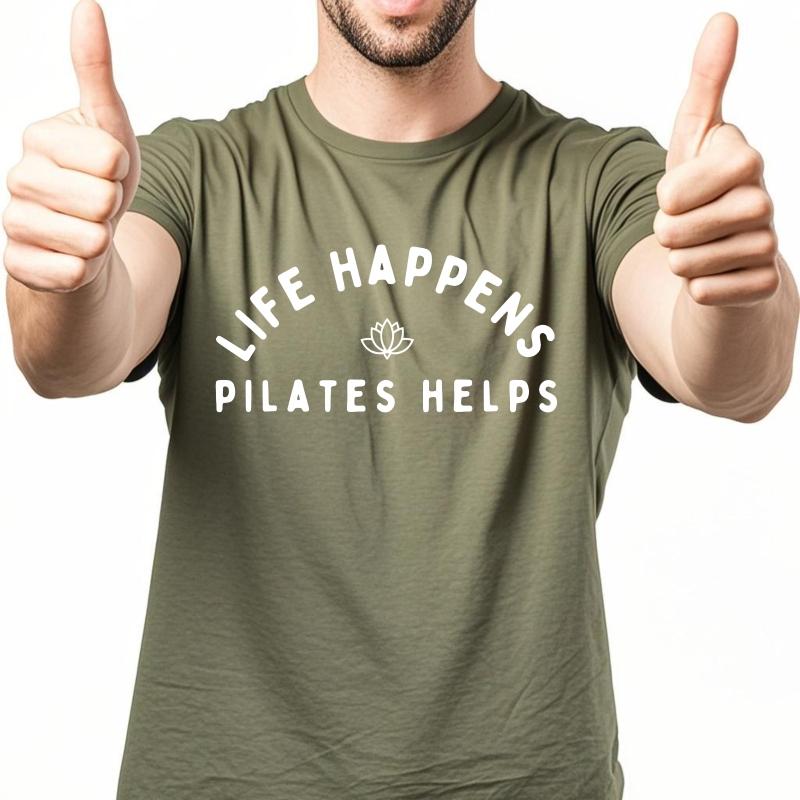 Fashion Summer Teenagers T Shirt Life Happens Pilates Helps Short Sleeve Rock Crew Neck Tshirt Hiphop Cheap Tshirt