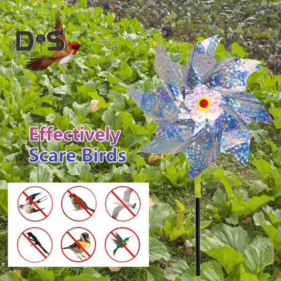 10 Stück Garten-Windrad-Vogelabwehr, 52,1 cm hoch, reflektierendes Windrad für den Außenbereich, Hofdekor, Windrad-Vogelabwehrgerät für Terrasse, Bauernhof, Obstgarten
