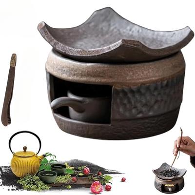 Quemador de Aromaterapia de Cedro y Zen, Quemador de Aromaterapia de Cerámica, Juego Calentador de Estufa de Té de Cerámica, Difusor de Fragancia de Aceite Natural para Estufa