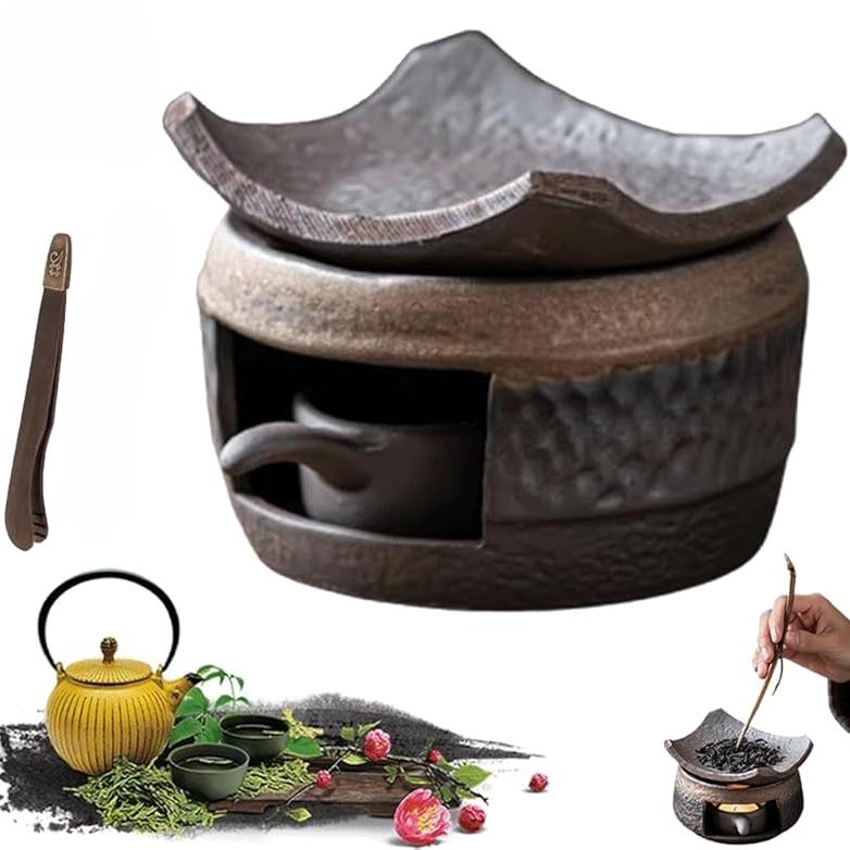Arzător Aromaterapie Cedru și Zen, Arzător Aromaterapie Ceramic, Set Încălzitor Ceainic Ceramic, Difuzor Ulei Natural pentru Arzător