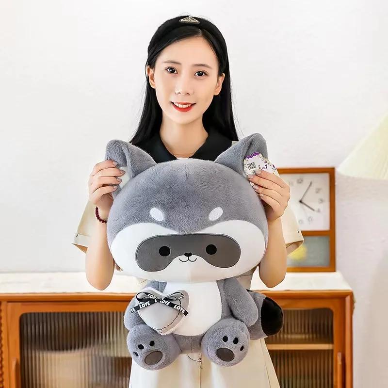 25/30/40cm Stupid and Cute Heart To Heart Raccoon Doll Plush Toy Soft Stuffed Children's Gift