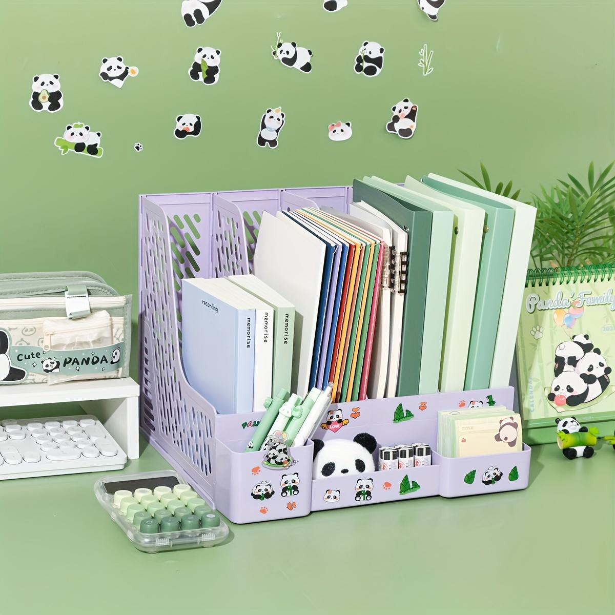 Panda-Themed 4-Slot Desktop File Organizer with Detachable - PP Material A4 Letter Tray Document Holder for Office Storage 3670₽