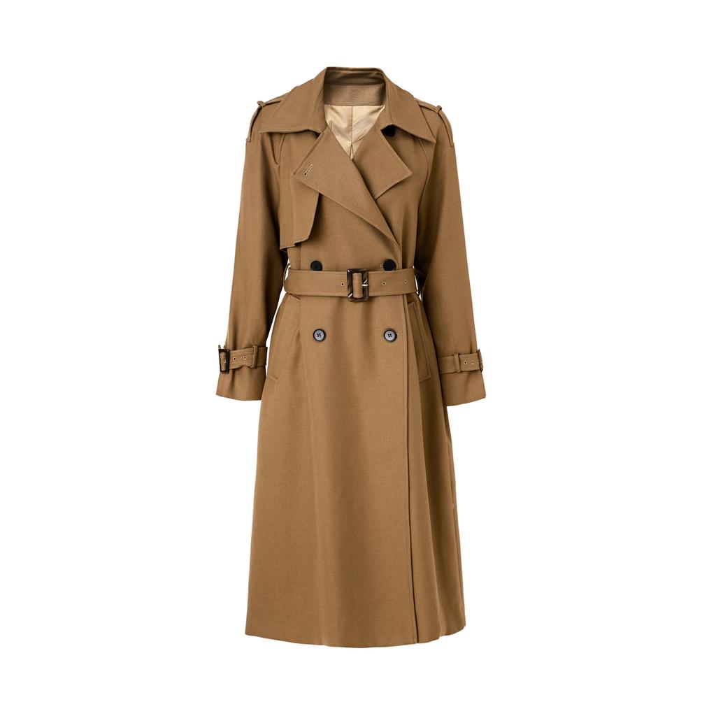 Hoher Trenchcoat schlicht Herbst und Winter mittel und lang hochwertiger Mantel minimalistischer doppelreihiger Trenchcoat