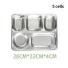 Dinner Plates Food Plate Stainless Steel 2/3/4/5 Grids Dinner Tray Dinnerware Divider Plate For School Lunch Container